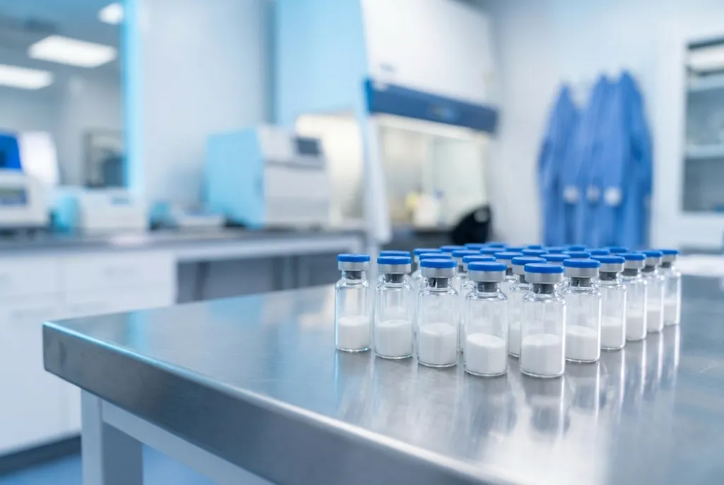 Prime Peptides research-grade peptide vials in laboratory