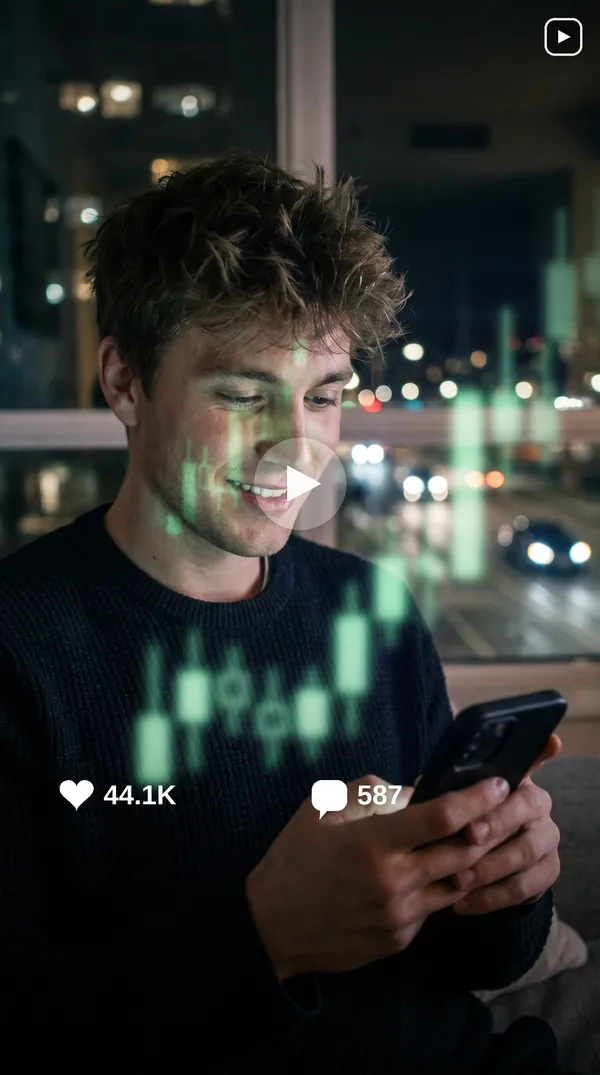 Finance and trading Instagram ad reel with 44.1K likes