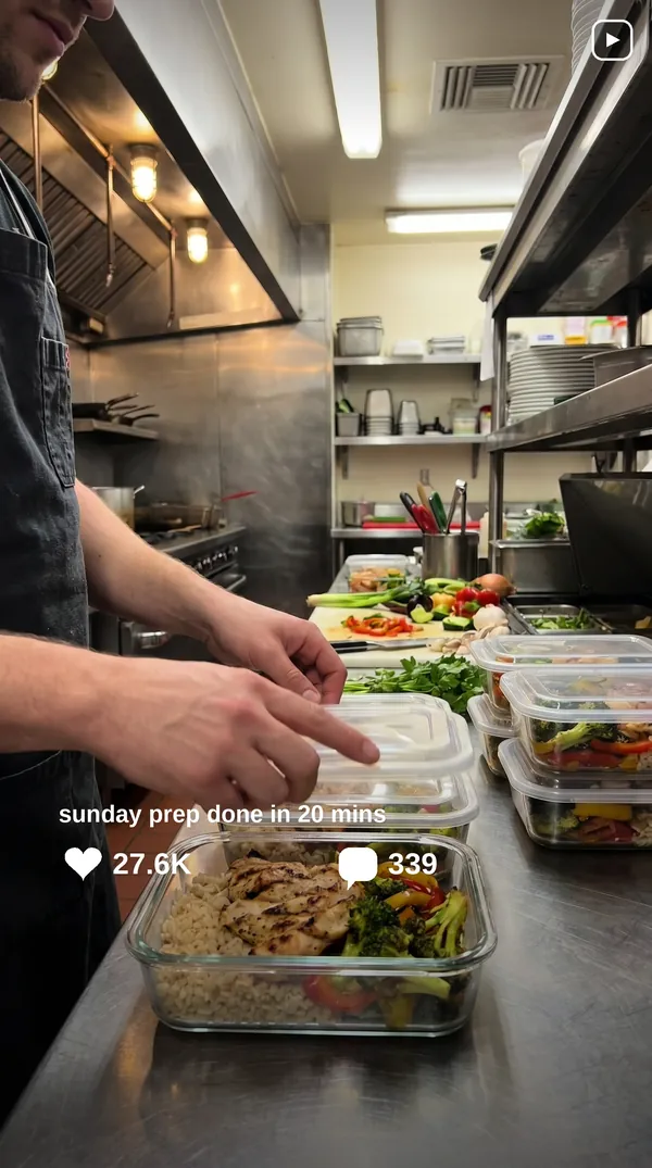 Meal-prep company Instagram reel ad with 27.6K likes